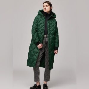 NWOT Soia & Kyo down filled long green hooded Women's Aime coat puffer Sz m